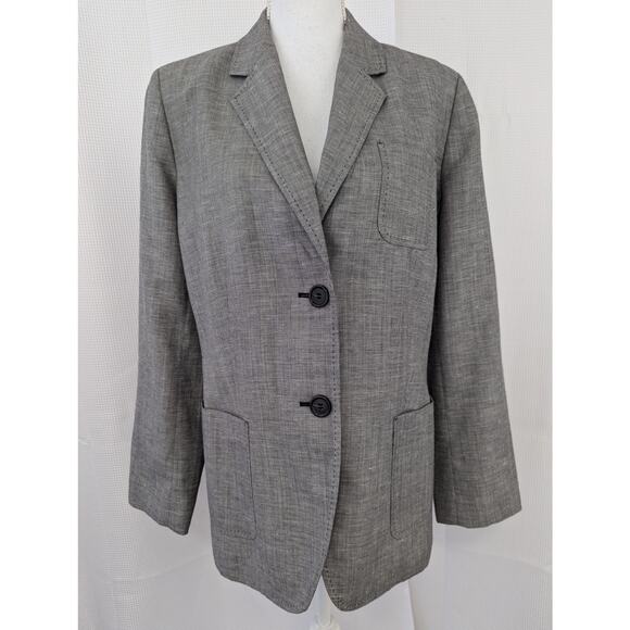 NWOT! TALBOTS! LINEN BLEND, LIGHTWEIGHT, BLACK/WHITE WEAVE JACKET, BLAZER! SZ 14 - Picture 2 of 10